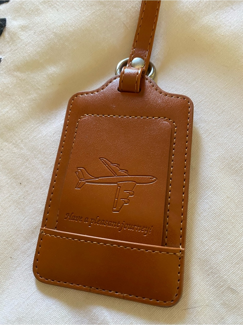 Leather Luggage Tag - Brown Travel ID Holder